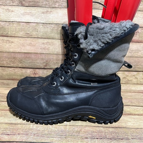 Ugg Black Leather Adirondack Li Winter Boots - Picture 1 of 10